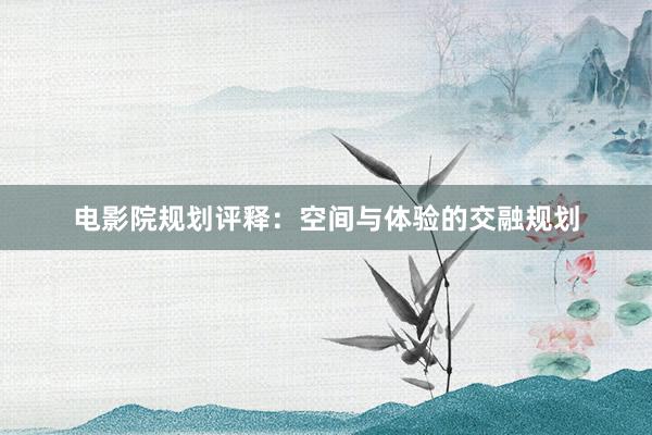 电影院规划评释：空间与体验的交融规划